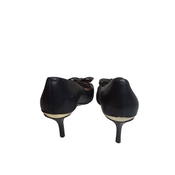 Louise Et Cie‎ Stiletto Heels Women Sz 38.5 EU 8.5B Bowtie Peep Toe Leather Work - Picture 5 of 7
